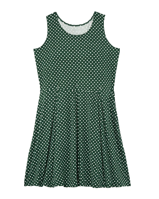 Deal Mania Aurora Sleeveless Fit and Flare Dress | Forest Green / White