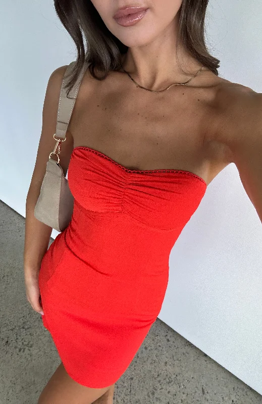 Bargain Prices Lift You Up Strapless Mini Dress Chilli
