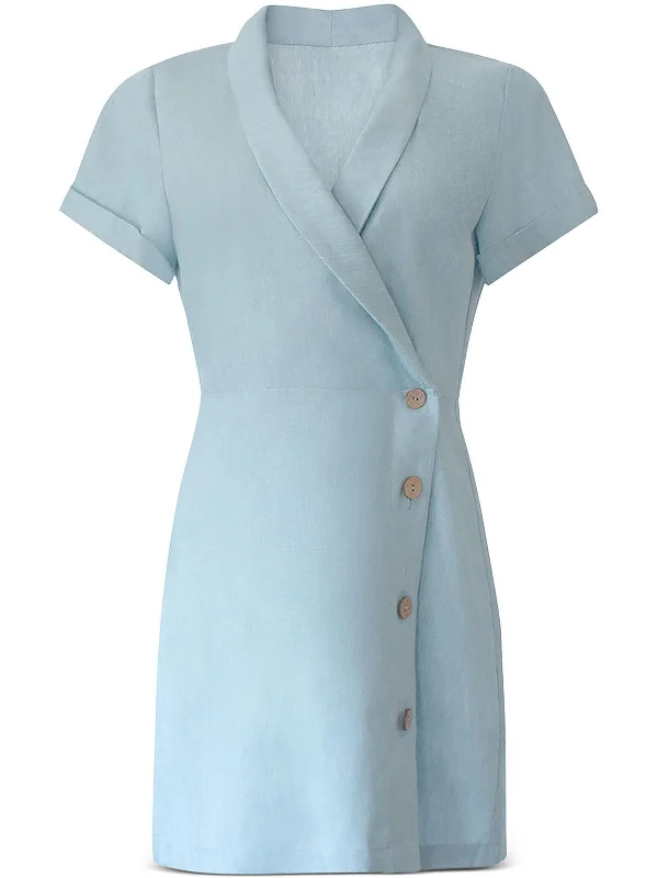 The Best Prices Womens Linen Mini Wrap Dress