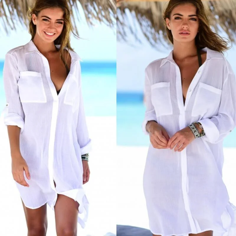 Price Drop Alert 3/4 Sleeve Cover Up Shirt Dress