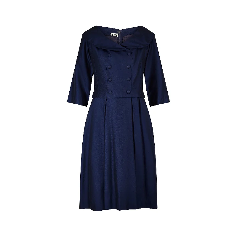 Best Bargains 1950s Harrods Navy Double Breasted Dress
