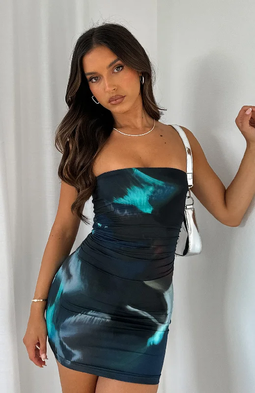 Instant Savings Mind Games Strapless Mini Dress Ocean Aura