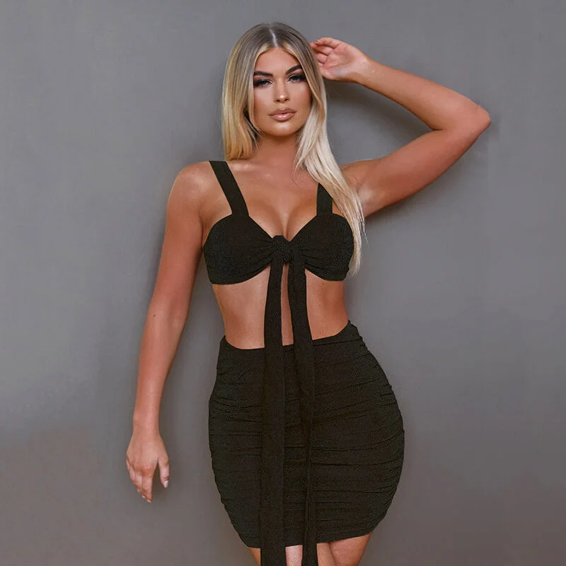 Sneak Peek Sale Tie Waist Cut Out Ruched Short Tight Dress