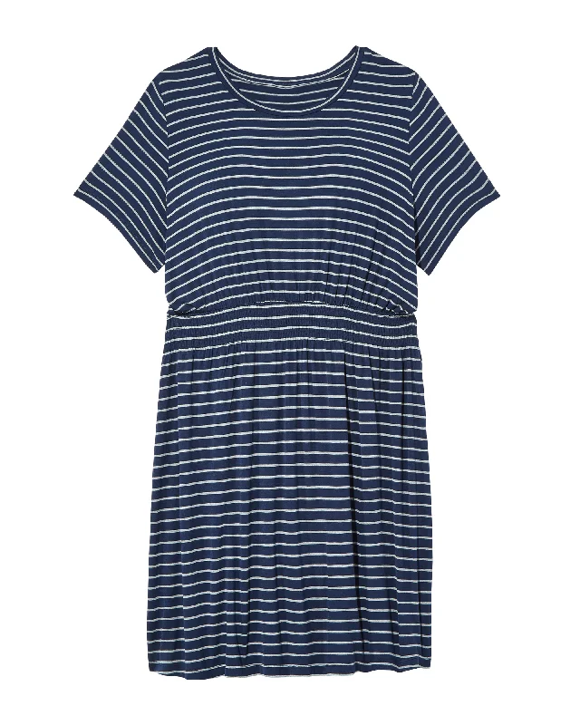 Unmissable Offer Cortena Smocked Waist Knit Dress | Light Grey / Navy