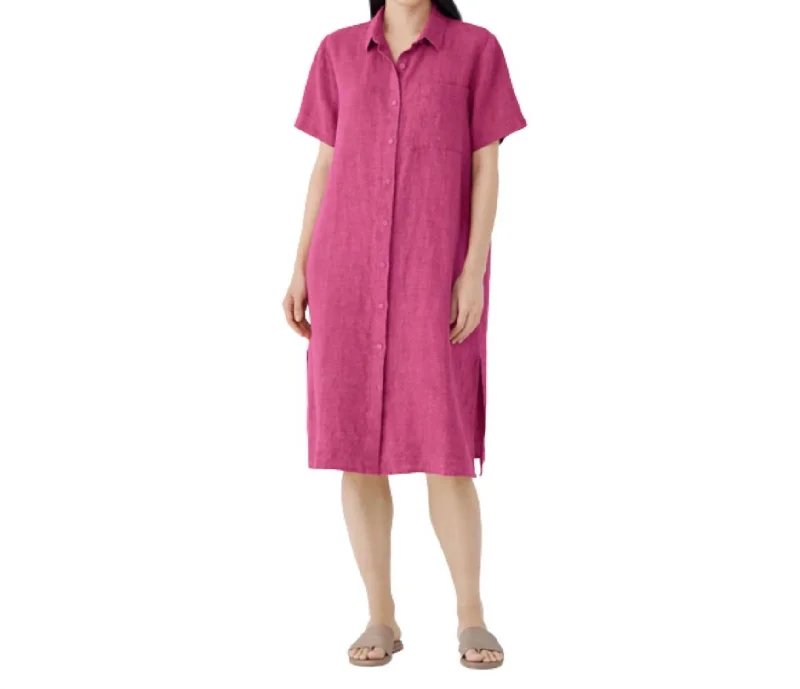 While Supplies Last Classic Collar Shirtdress In Geranium