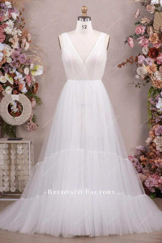 Early Access Tiered Tulle A-line Beach Destination Wedding Dress