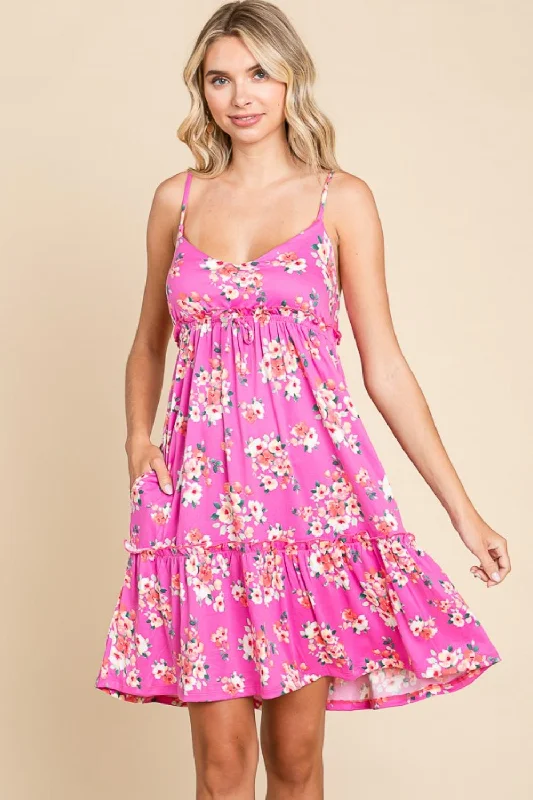 Savings Spectacular Full Size Floral Ruffled Cami Dress