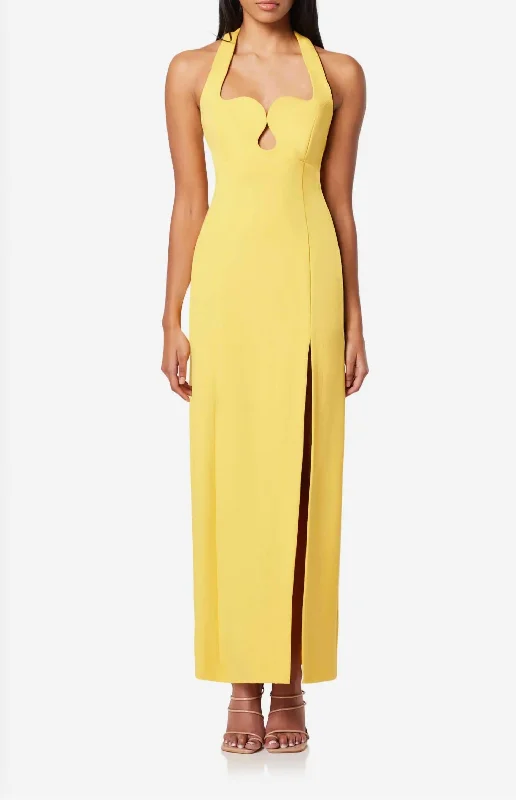 Today’s Deal Tuning Halter Gown In Yellow
