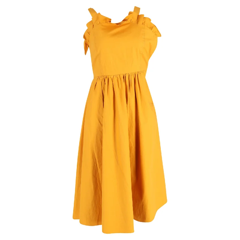 Seasonal Clearance Sea New York Sunrise Lace Up Ruffle Dress in Yellow Cotton