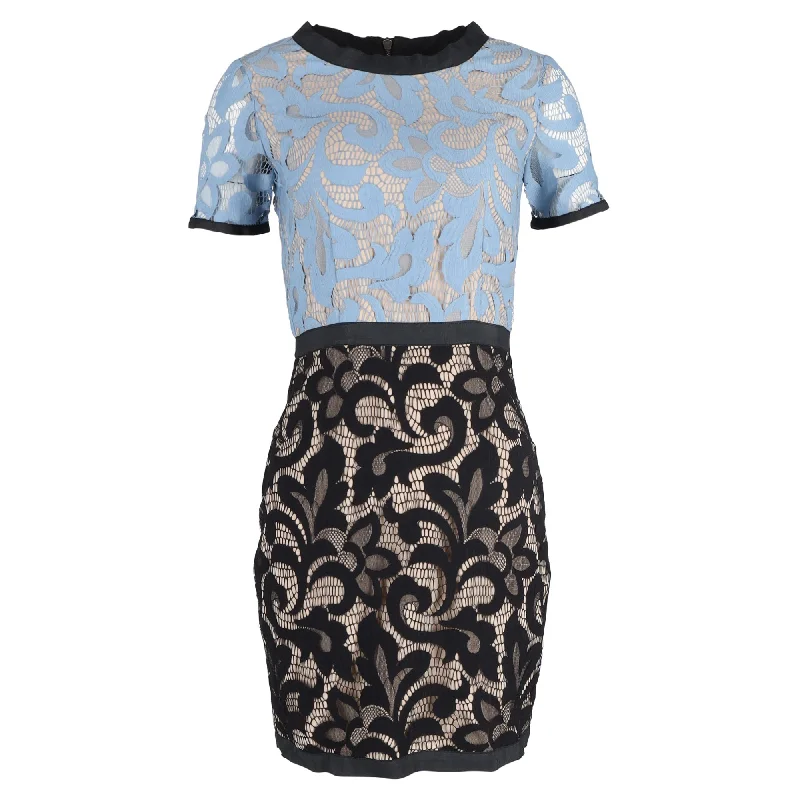 Deal Dash Sea New York Lace Two Tone Dress in Light Blue Polyamide