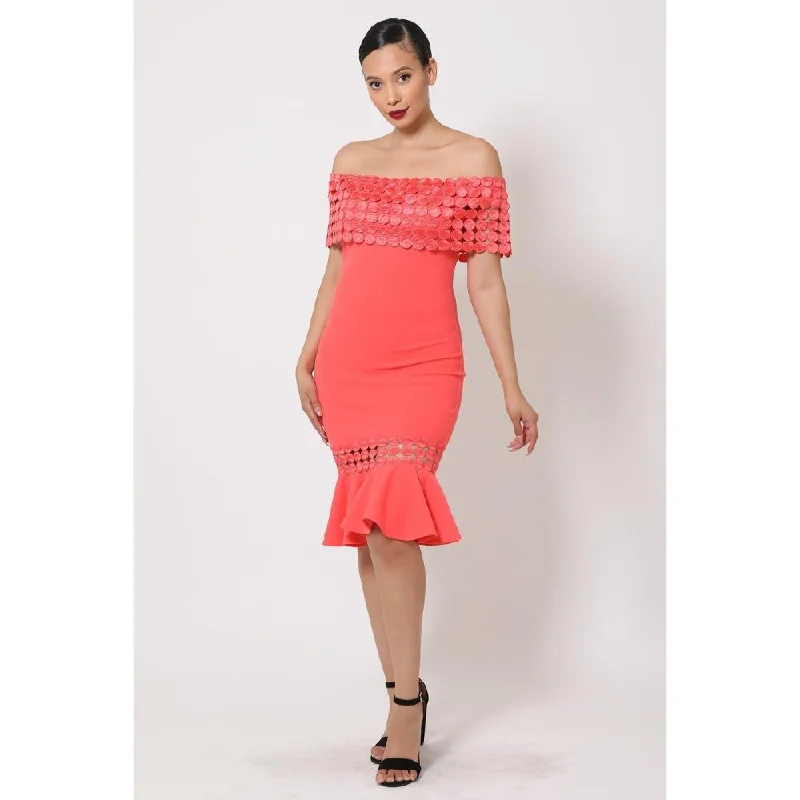Online Only Off Shoulder Crochet Band Fashion Dress