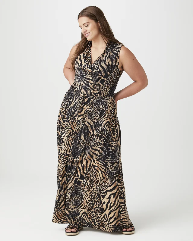 Savings Galore Sydney Sleeveless Maxi Dress  | Tan / Black