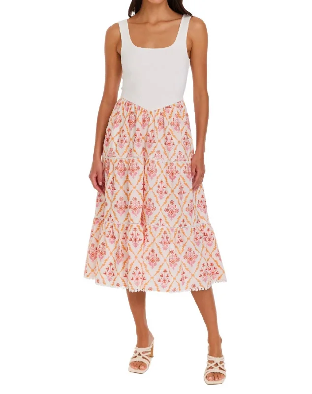 Today Only Giselle Dress In Pink Cross Stitch