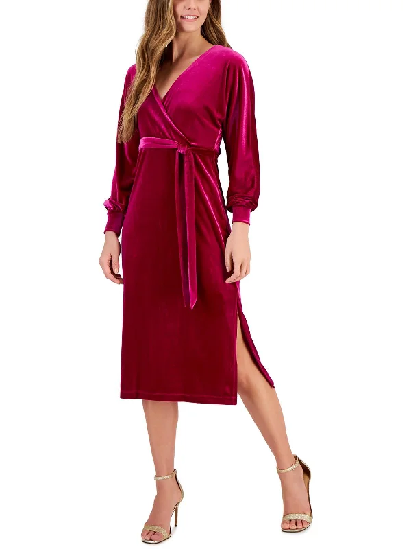 Buy Now Womens Velvet A-Line Midi Dress